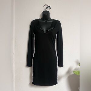Sporty Black Long Sleeve Dress